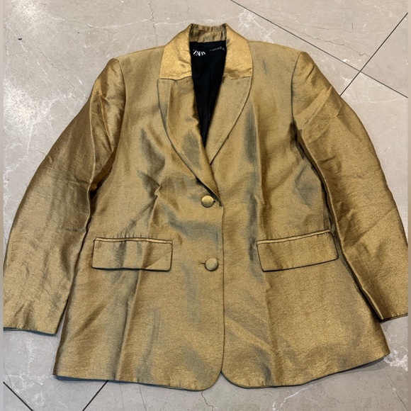 Zara Jackets & Blazers - NWOT Zara gold blazer. Sz s